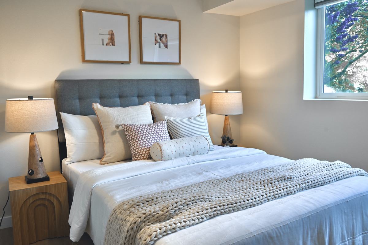 Bedroom staged by Top Staging And Design at the Bellevue project