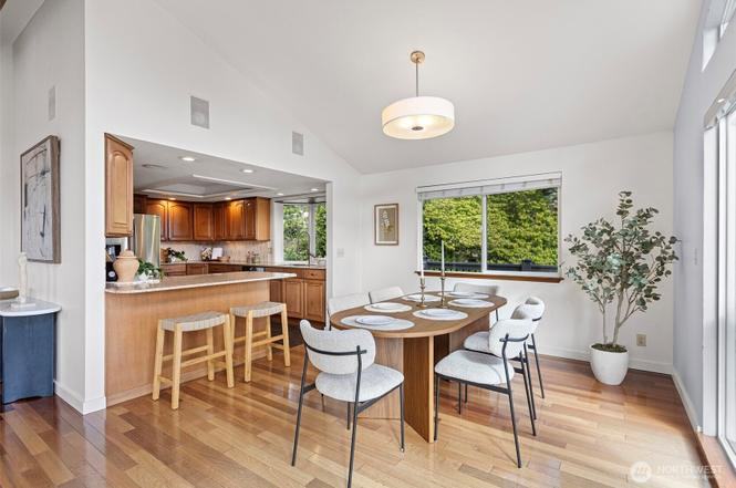 Dining area staged by Top Staging And Design at a home in Bellevue