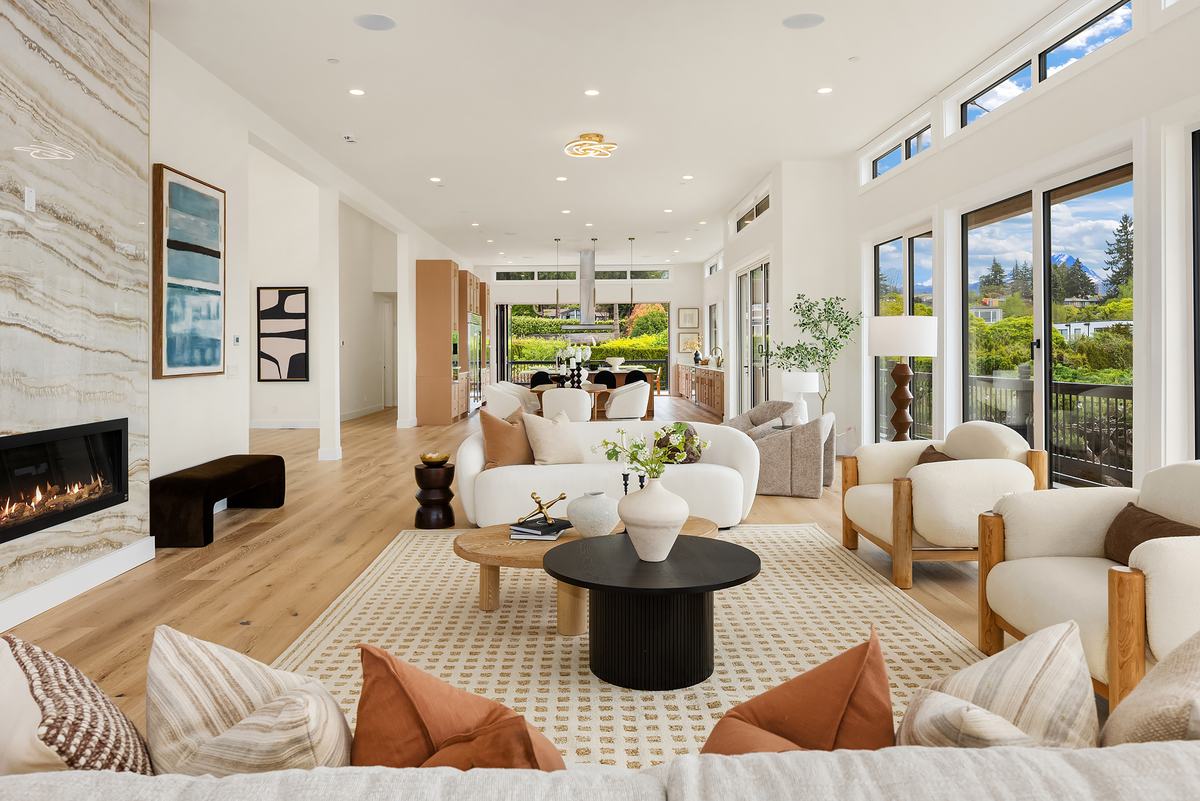 Living room staged by Top Staging And Design at the Clyde Hill project