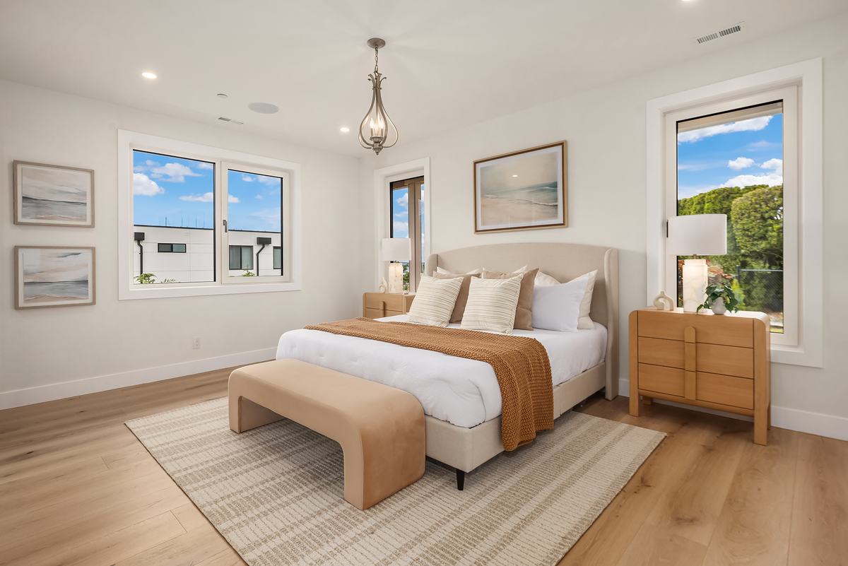 Bedroom staged by Top Staging And Design at the Clyde Hill project