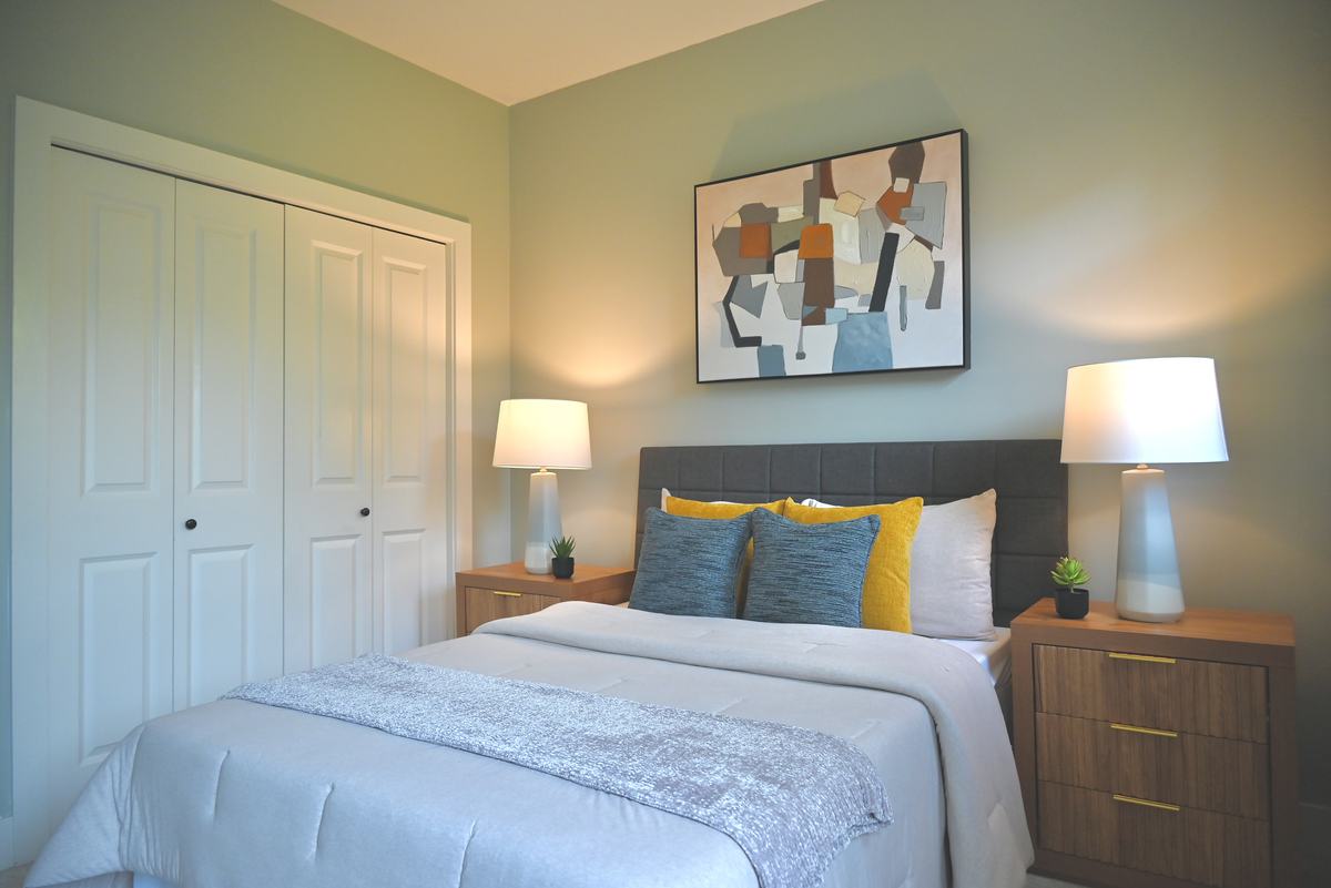 Bedroom staged by Top Staging And Design at the Issaquah project