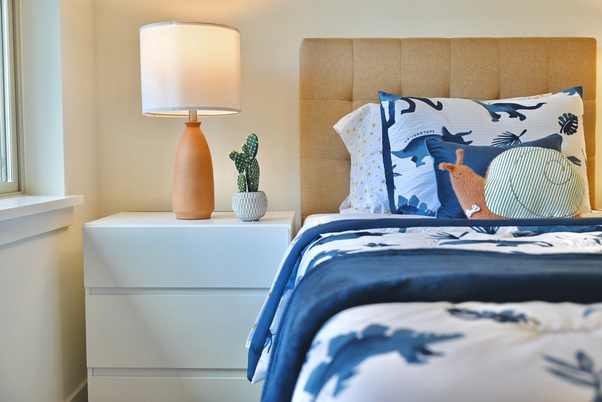 Bedroom staged by Top Staging And Design at the Kirkland project