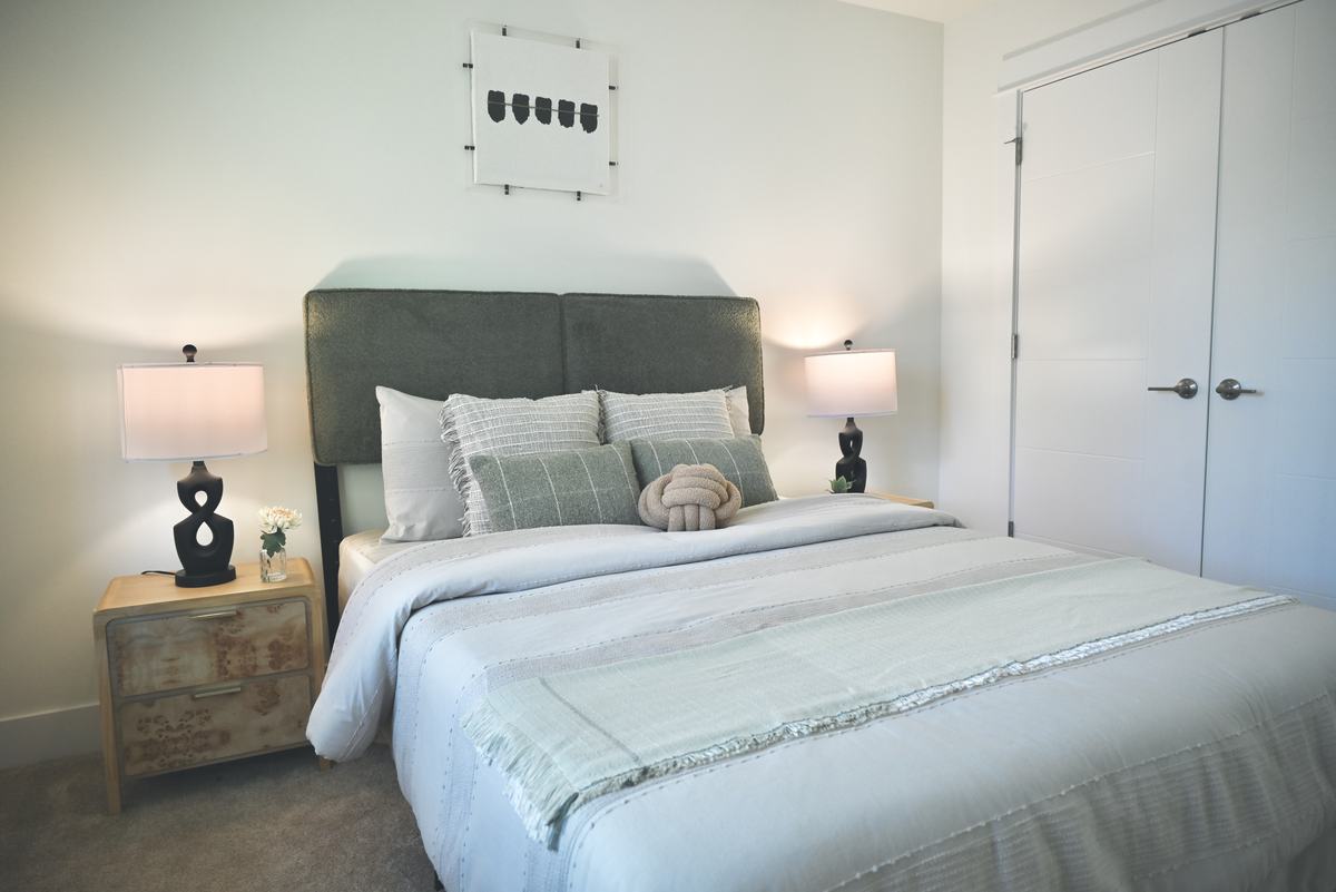 Bedroom staged by Top Staging And Design at the Kirkland project