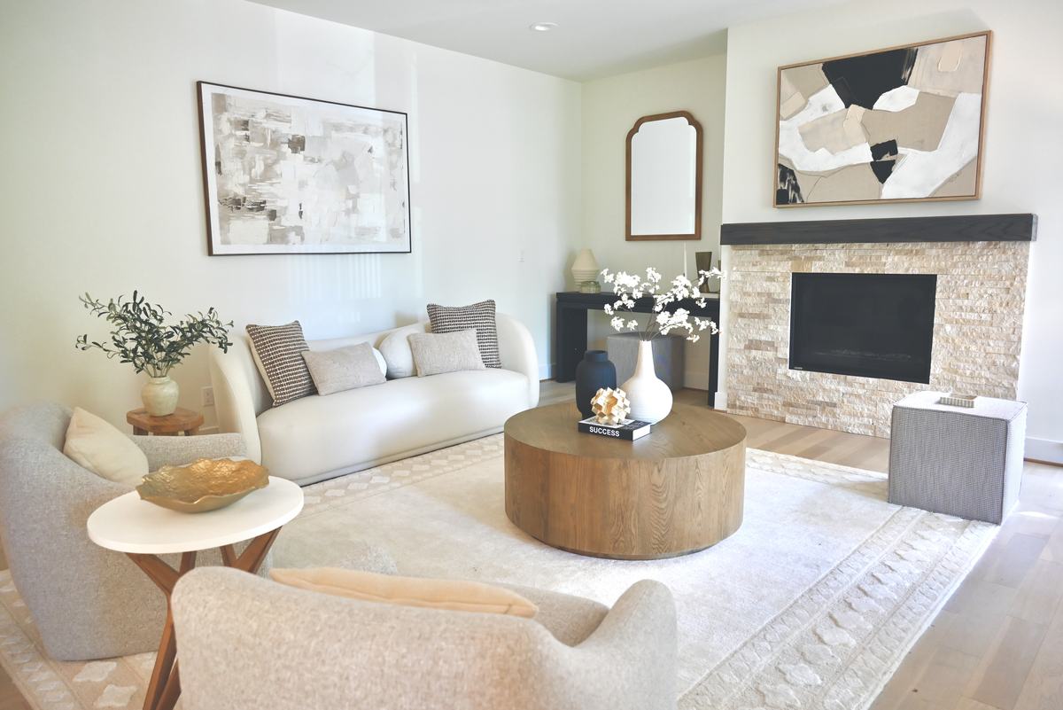 Living room staged by Top Staging And Design at the Kirkland project