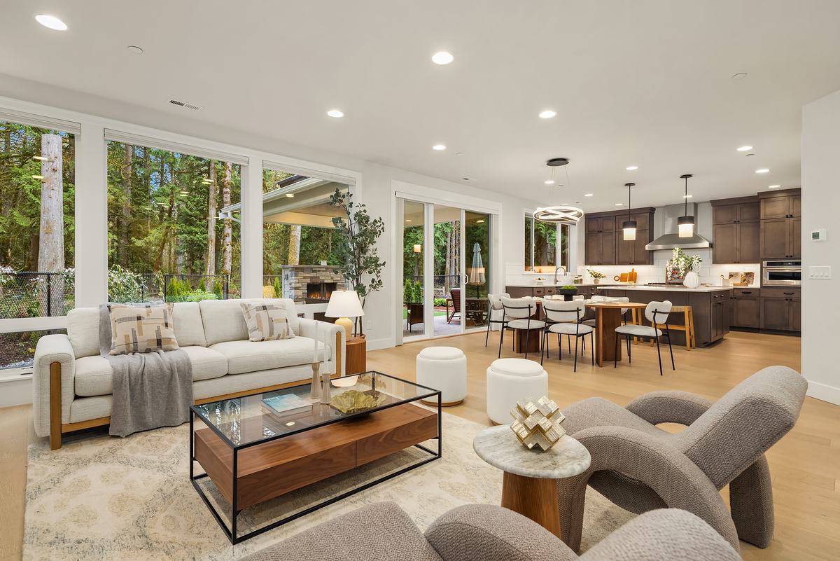 Living room staged by Top Staging And Design at the Sammamish project