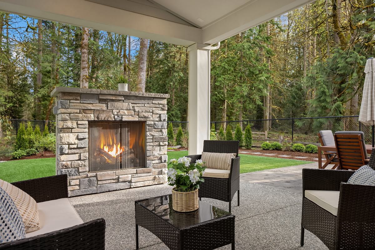 Patio staged by Top Staging And Design at the Sammamish project