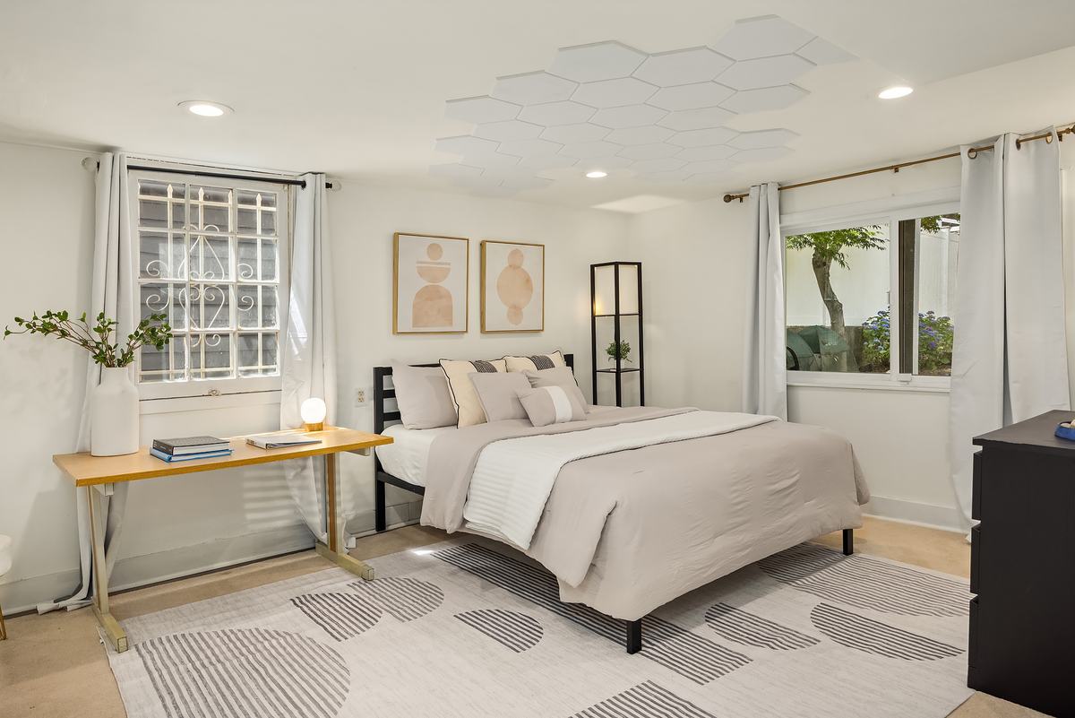 Bedroom staged by Top Staging And Design at the North Seattle project