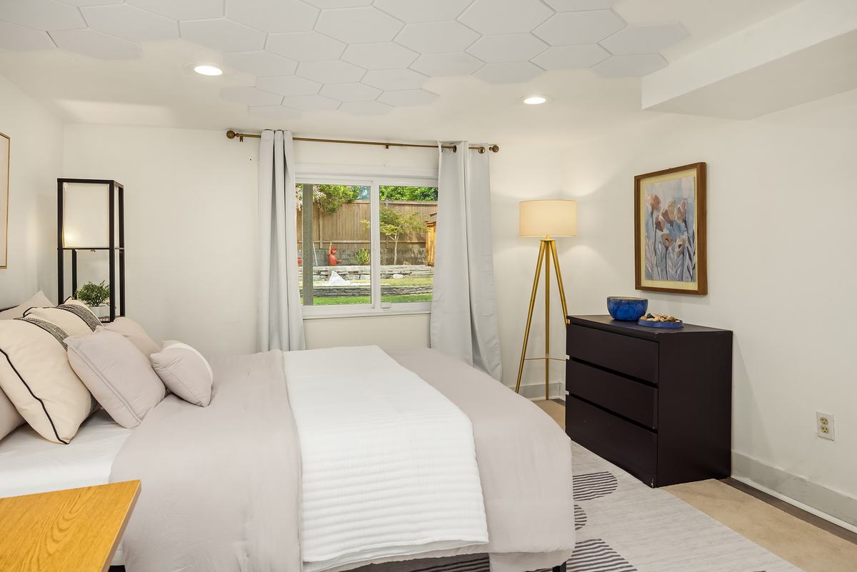 Bedroom staged by Top Staging And Design at the North Seattle project
