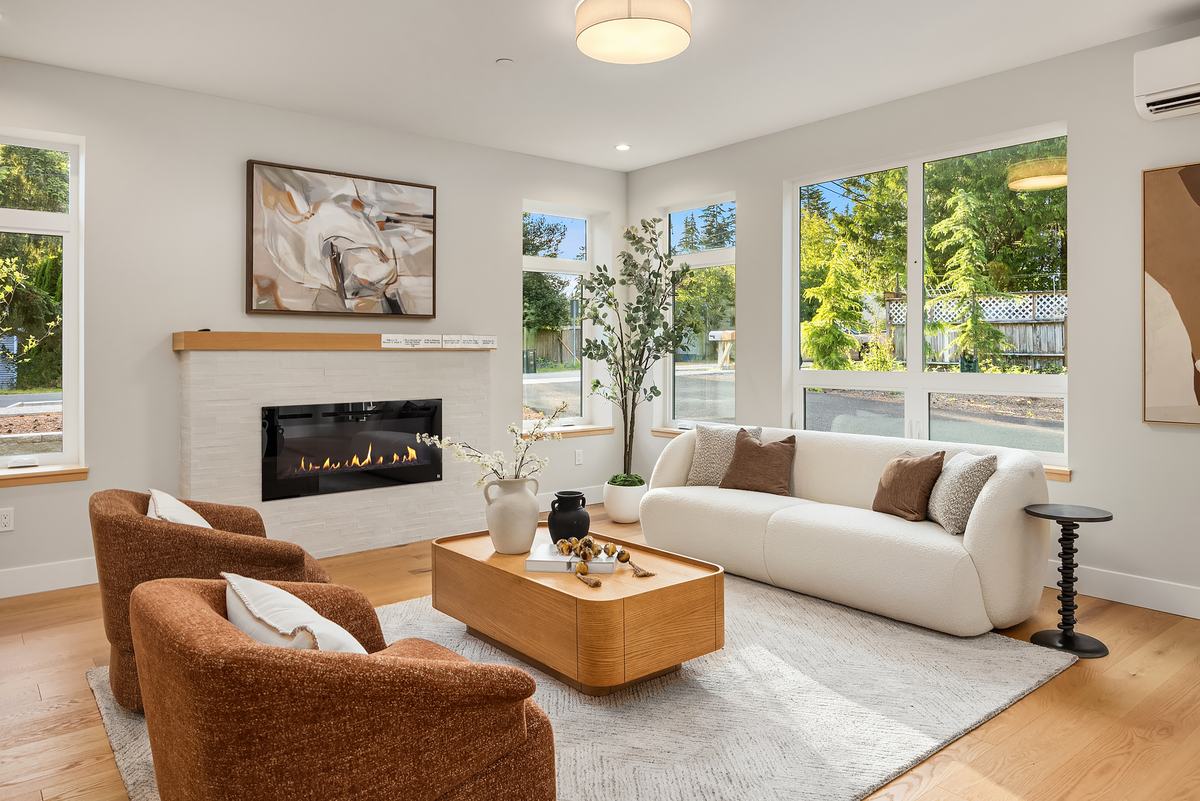 Living room staged by Top Staging And Design at the Shoreline project